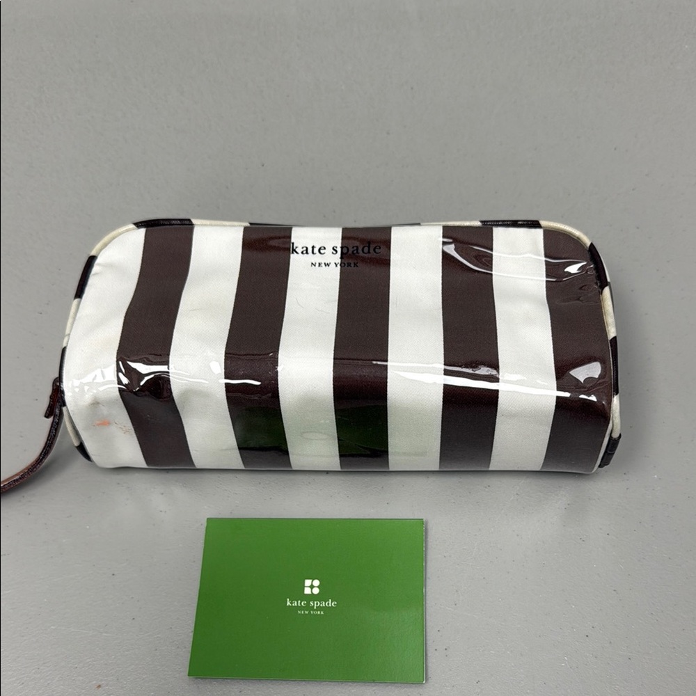 Kate Spade Brown and White Toiletry Bag
